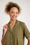 90% Cotton 10% Lycra Fat Green Color Premium Quality Women's Short Sleeve Pajamas Set - 8