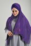 Purple Chiffon Bonnet Shawl - Practical, Snap-On, Two-Band 1452_22 - 2