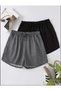 Pack of 2 Anthracite-Black Color Comfortable Fit Soft Fabric Summer Shorts with Elastic Waist Pockets