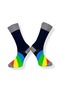 Single Unisex Patterned Navy Blue Colored Flexible Moisture Absorbent Cotton Socks - 2