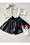 Cream Badi, Leather Skirt, Bandana, Mickey Mouse Socks Set. Skirt Badi Socks Bandana Set. From 6 Months to 6 Years