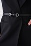 Women's Black Faux Leather Thin Metal Buckle Design Belt Accessory 1948 - 4