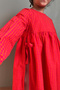 Girl's White Poplin Lined Pink Orange Gingham Midi Length Dress - 4