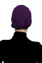 Crystal Fan Stone Embroidered Double-Sided Lined Purple Ready-made Hijab Hijab Evening Dress Bonnet - 5