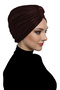 Cross Pleated Band Lined Brown Ready-To-Wear Turban Hijab Pool Cap Suitable for Medical Use