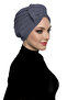 Crystal Fan Stone Embroidered Double Sided Lined Ready Made Dark Gray Hijab Hijab Evening Dress Bonnet - 6