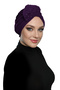 Crystal Fan Stone Embroidered Double-Sided Lined Purple Ready-made Hijab Hijab Evening Dress Bonnet - 6