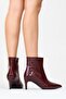 Noya Burgundy Print Pointed Toe Women's Thin Heeled Boots - 7