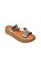 S 291059703   White/Platinum Genuine Leather Thick Soled Women's Slippers - 6