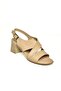 P 555451903   Beige Genuine Leather Thick Heeled Women's Sandals - 6