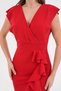Crepe Stretchy Fabric Double Breasted Neckline Flounced Midi Women's Evening Dress Graduation Dress 583160 - 2