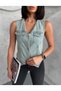 DÜĞMELİ V YAKA TİNT DENIM YELEK - 7