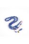 Pressed amber white cut 8x11mm rosary -parliament blue