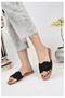 Women's Casual Slippers Black Mesh Lace Knitwear Straw Knitted Stylish Summer Home Beach Vacation Street Slippers - 4