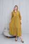 Women's Shirt Collar Buttoned Long Woven Dress - 2