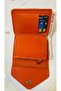 Women's Soft Leather Stylish Orange Wallet Card Holder Accessory with Snap Fasteners and Zipper - 2