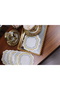 Ecru Gold and Silver Detailed Presentation Napkin Coffee Side Cocktail Napkin (6 Pcs) - 2