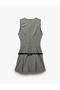 Sleeveless V Neck Pleated Mini Pleated Gilet Dress with Belt - 4