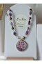 Amethyst Natural Stone Brooch Collar Pin Polymer Clay Pendant Mothers Valentine's Day Gift Flower Pendant - 5