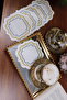 Ecru Gold and Silver Detailed Presentation Napkin Coffee Side Cocktail Napkin (6 Pcs)