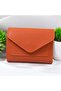 Women's Soft Leather Stylish Orange Wallet Card Holder Accessory with Snap Fasteners and Zipper