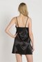 7270 Women's Black Sling Satin Nightgown - 3