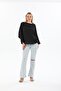 Women's Bat Double Sleeve Loose Extra Oversized Comfortable Round Neck Blouse Black 2943308 - 2