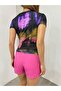 Women's Short Sleeve Blouse with Drawstring Waist and Shoulder - 3