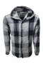 R00644 Men's Lumberjack Shirt - Hooded, Buttoned, Plaid Print, Large Checked - Navy Blue m