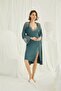 Women's Brode Lace Dressing Gown Nightgown Set-Green - 4