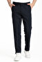 Men's Navy Blue Cotton Pocketed Summer Straight Linen Trousers - 3