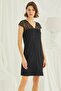 Women's Black Short Sleeve Nightgown 18427 - 2