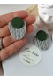 Khaki Green, Beige, Gray Polymer Earrings for Women - Steel Clay Handmade - 4