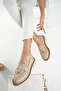 Loressa Model Beige Linen Women's Loafer Casual Shoes - 4