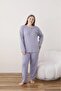طقم بيجامة نسائية كبيرة الحجم متشابكة - 2