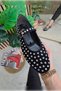 Daily Women's Stoned Black Suede Ballerinas with Buckle Low Heel Soft Comfortable Shoes 287 - 8