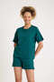 100% Cotton Green Color Premium Quality Shorts T-Shirt Women's Pajama Set - 4