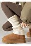 Premium Acrylic Knitwear Knitted Leg Warmer Foot Warmer Leggings Ecru - 2