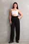 Women's Black Pocketed Hook-and-Loop Closure Wide-Leg Woven Premium Comfortable Palazzo Pants - 2