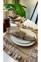 Aura Linen Stain-Resistant Beige Ruffled American Placemat Set of 4 (Napkins Not Included) - 5