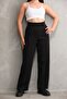 Women's Black Pocketed Hook-and-Loop Closure Wide-Leg Woven Premium Comfortable Palazzo Pants - 3