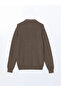 Xside Khaki Polo Neck Long Sleeve Men's Knitwear Sweater - 2