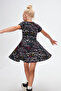 Black Girls' Glasgow Pattern Short Sleeve Flared Skirt Dress - 2