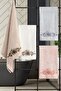 Bamboo Soft & Water Absorbent Towel Set - Embroidered 2-Piece Bath Towel Set - Tivoli Elise - Cappuccino - 2