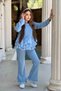 My Little Girl's Girls' Suit with Stone Detail and Slit Pants - Blue