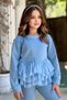 My Little Girl's Girls' Suit with Stone Detail and Slit Pants - Blue - 2