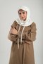 Cream Lace-Up Plush Casual Hat Balaclava Neck Collar Beanie Jacquard Plain 2332_40 - 4