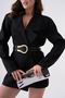 Faux Leather Nappy Buckle Double Band Detailed Black Belt 7090 - 6