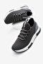 Unisex Dark Gray Breathable Fabric PU Sole Lace-Up Sneakers