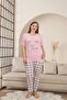 Women's Large Oversize Short Sleeve Long Bottom Cotton Pajamas Set
